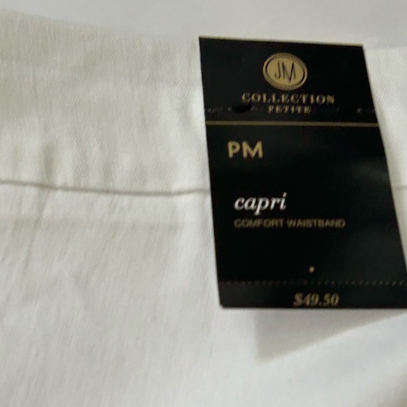 NEW NWT JM Collection Bright White Capri Pants Button Detail Size Petite Medium - Picture 5 of 7